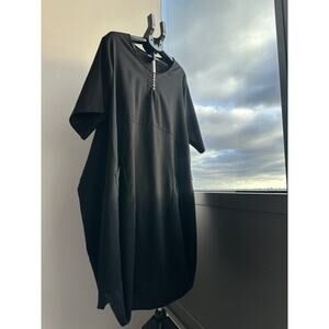 Minibee Women's Oversize Casual Midi Dresses Lagenlook Pockets Linen Cotton 3XL